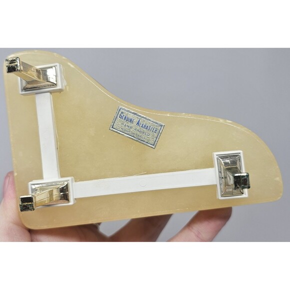 Hand Carved Alabaster Piano Trinket Box Italy Floral Happy 50th Anniversary - Picture 5 of 11